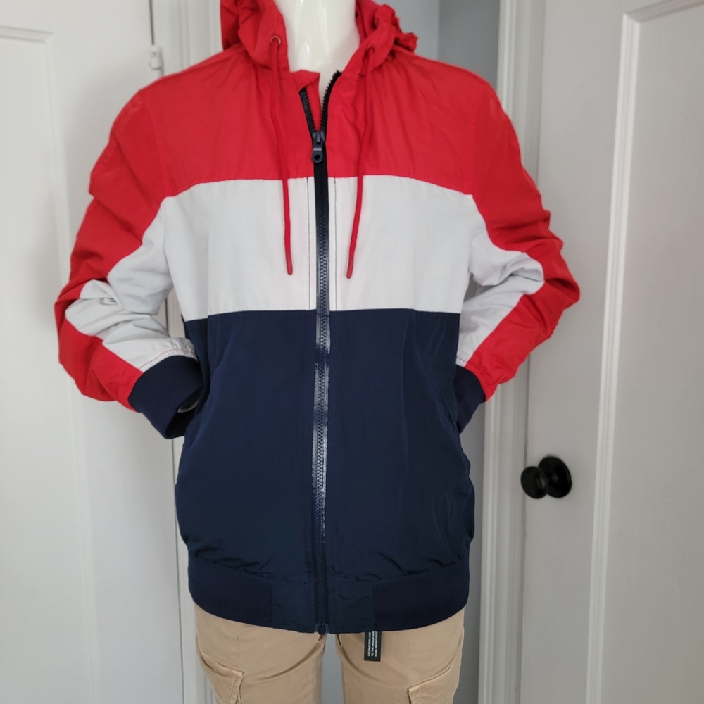 H&M Red Colorblock Hood - Picture 2 of 10